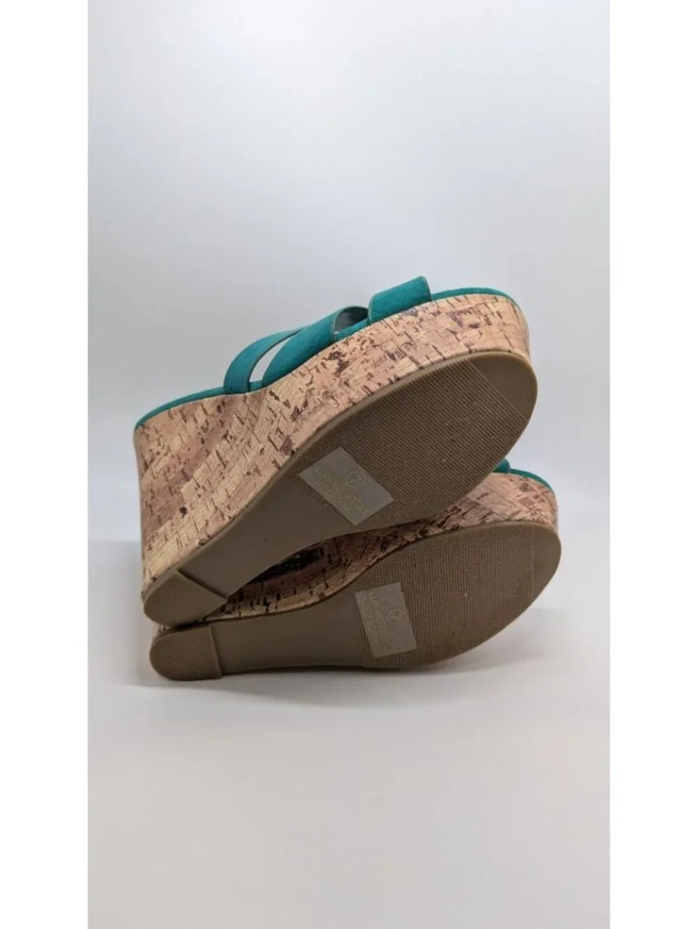 Fashion Nova Turquoise Knotted Wedge Sandals